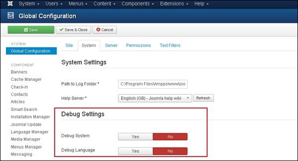 Joomla Debug